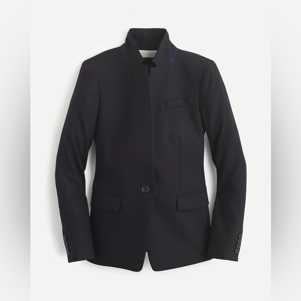 J. Crew Size 6 TALL Regent Blazer Jacket Single Button In Wool Flannel Black